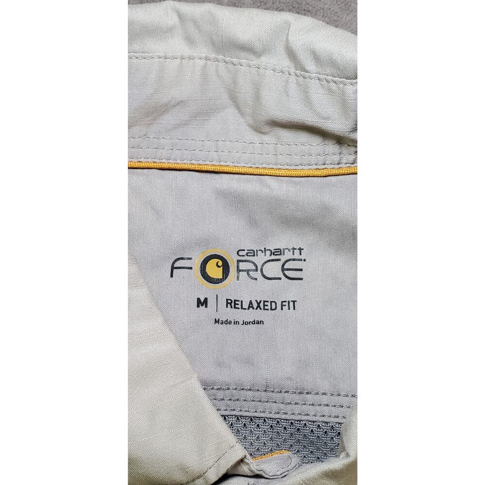 Carhartt Force Ridgefield Men's Sz M Gray Relaxed Fit Short Sleeve Button-Up - Picture 4 of 8